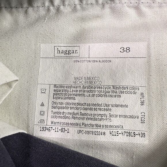 Haggar Generations Chino Shorts Men's 38 Navy Flat Front Slash‎ Pocket Cotton - Picture 6 of 9